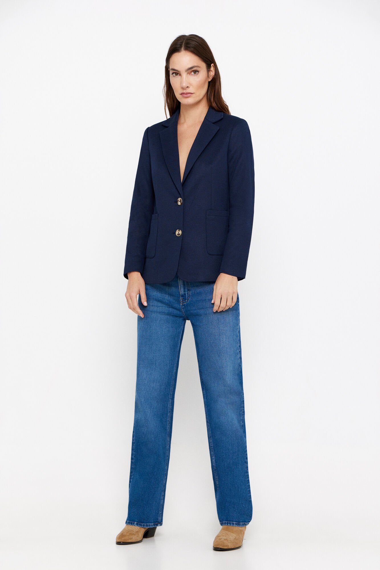 Piqu knit blazer Women s blazers Cortefiel