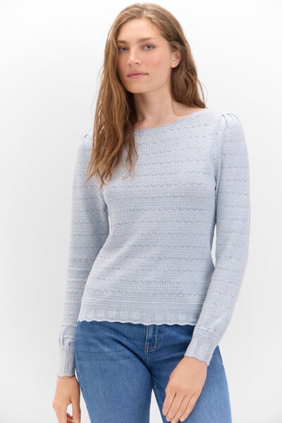 Cortefiel Sweater malha rendilhada Azul