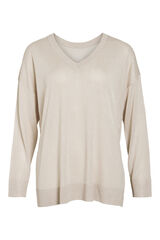 Vila Camisola fina de malha com decote em V Tostado