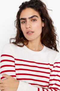 Cortefiel Two-tone striped jumper Red