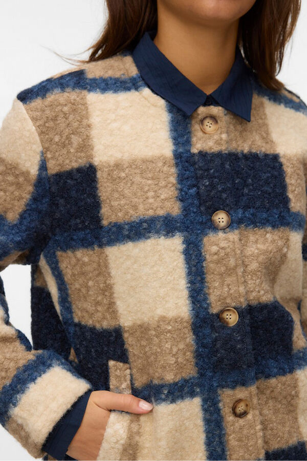 Vero Moda Casaco de borrego com estampado xadrez Azul