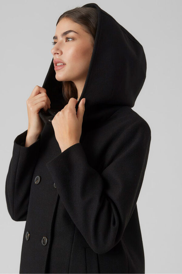 Vero Moda Sobretudo de tecido feminino com capuz Preto
