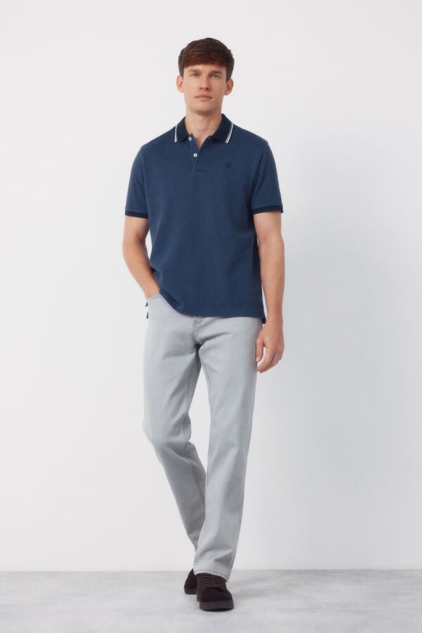 Cortefiel Oxford polo shirt Navy