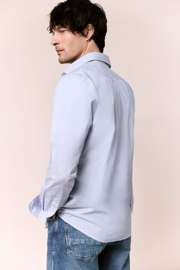 OOTO Poplin striped long sleeve shirt Blue