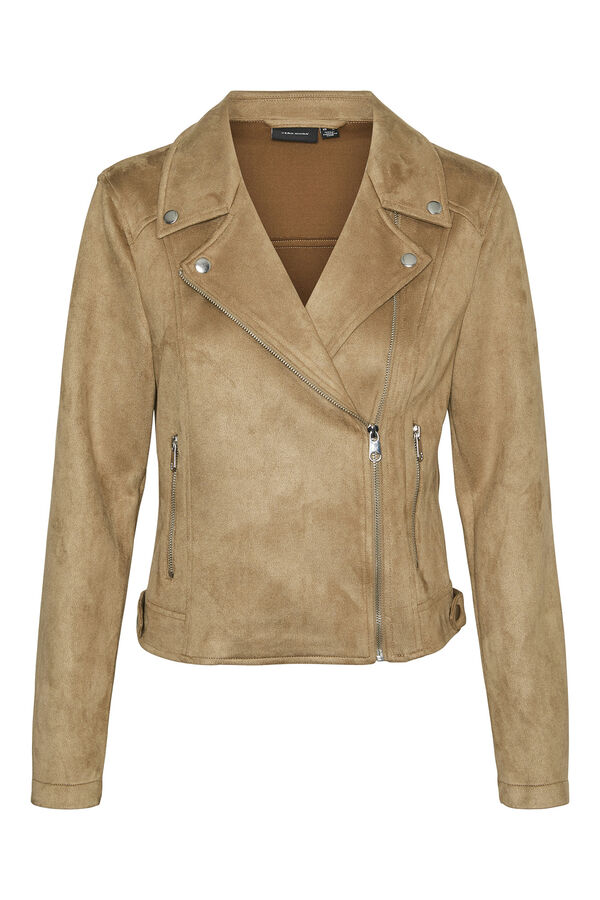 Vero Moda Blus&atilde;o em camur&ccedil;a com tachas Castanho