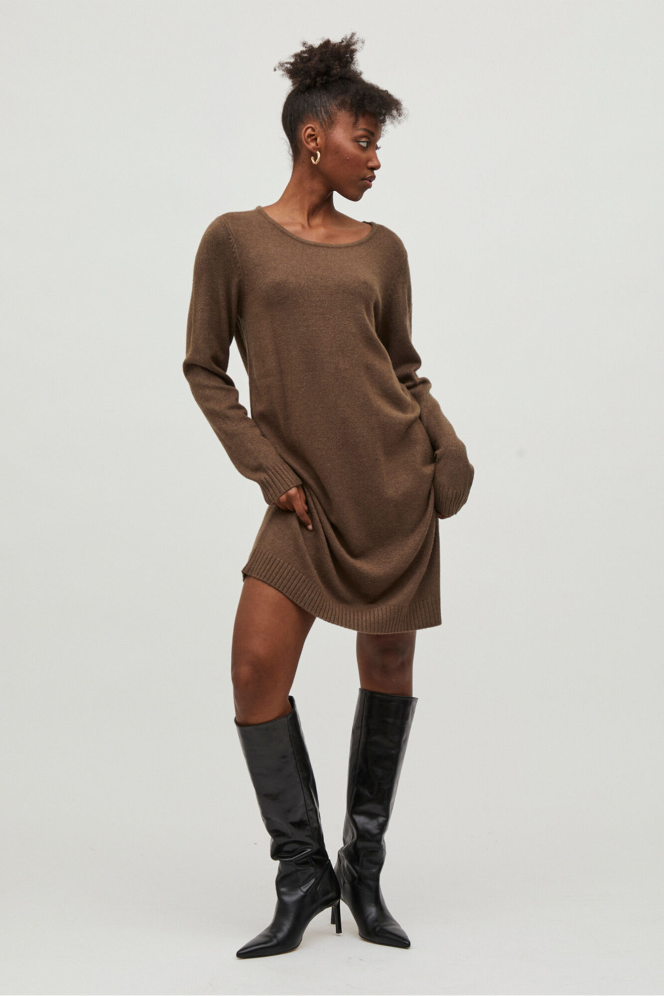 Vestido malha top manga comprida