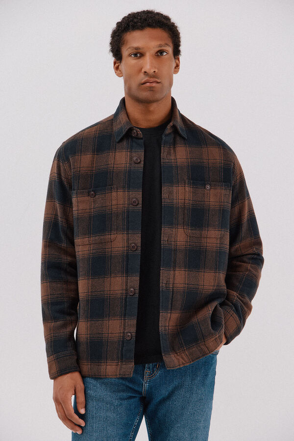 Cortefiel Quilted overshirt Brown