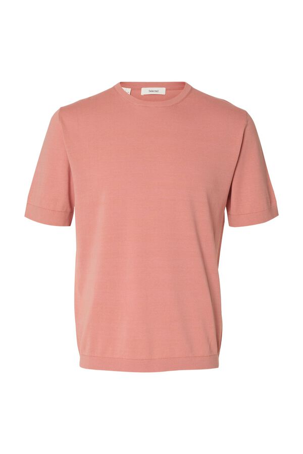 Selected T-shirt de manga curta de homem em malha lisa Subiu