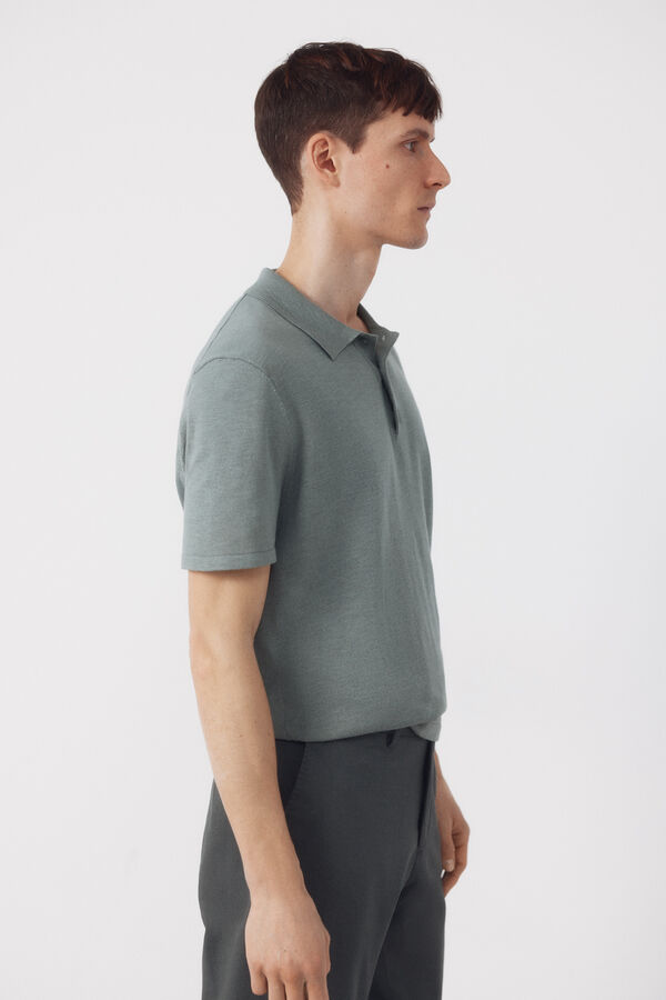 Cortefiel Cotton short sleeve polo shirt Kaki