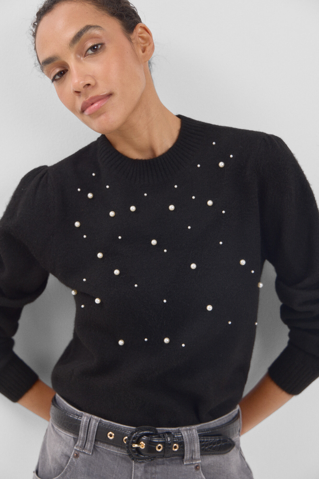 Black polo neck jumper womens online