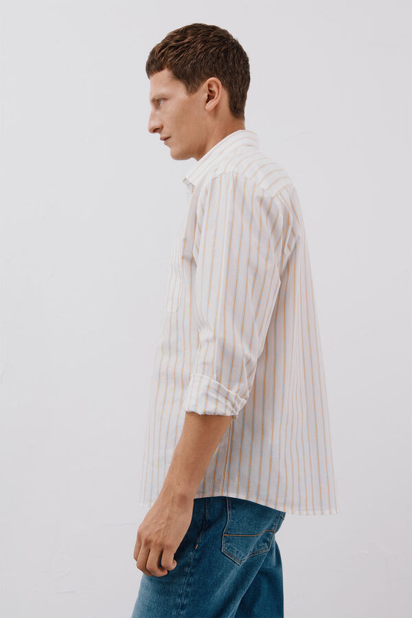 Cortefiel Striped poplin shirt White