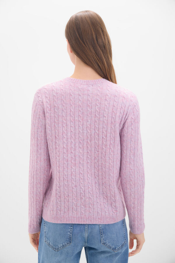 Cortefiel Soft cross-knit sweater Lilac