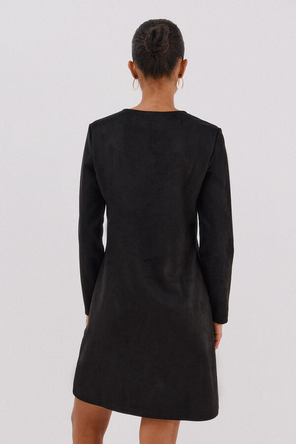 Cortefiel Vestido de camurça Preto