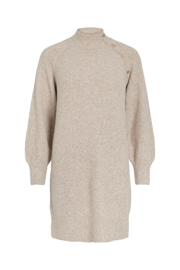 Vila Vestido de malha gola alta Tostado