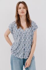 Cortefiel Camiseta bico com detalhe de renda Azul