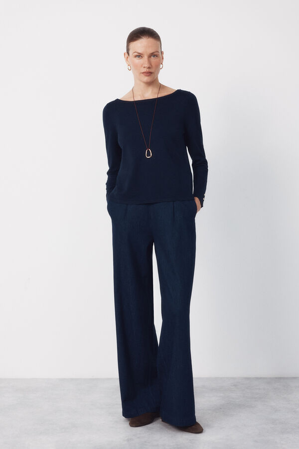 Cortefiel Boat neck jumper Navy
