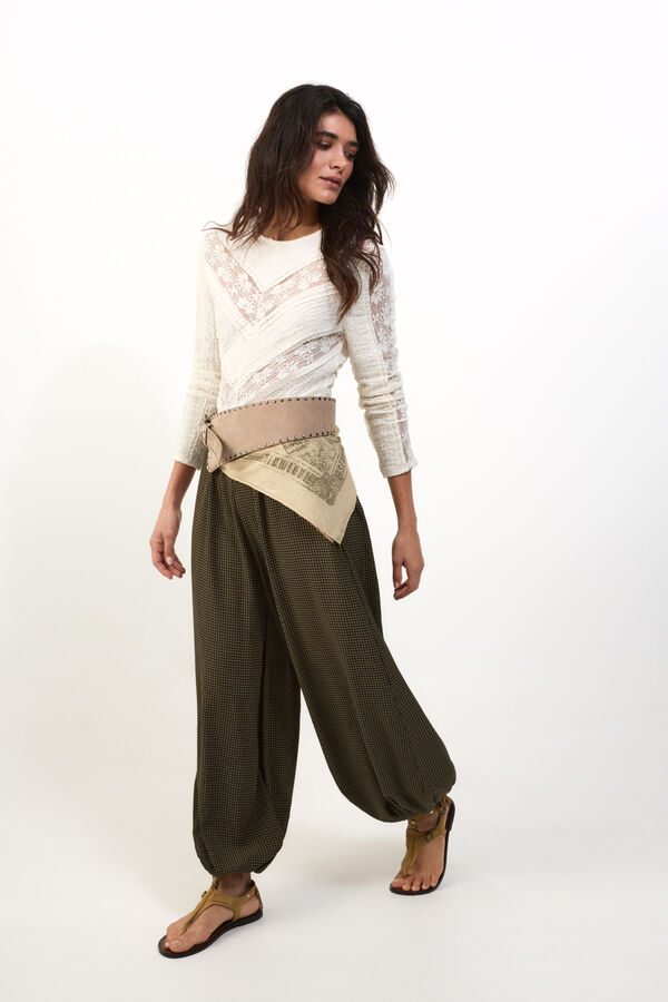 Slowlove Pantal&oacute;n bombacho cuadros Estampado verde