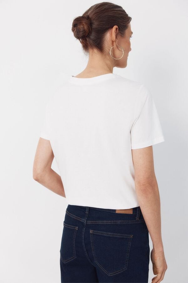 Cortefiel Camiseta bordado posicional Blanco