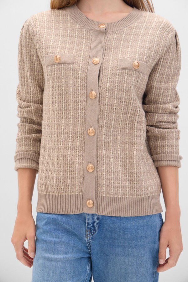 Cortefiel Chaqueta jacquard metalizado Beige