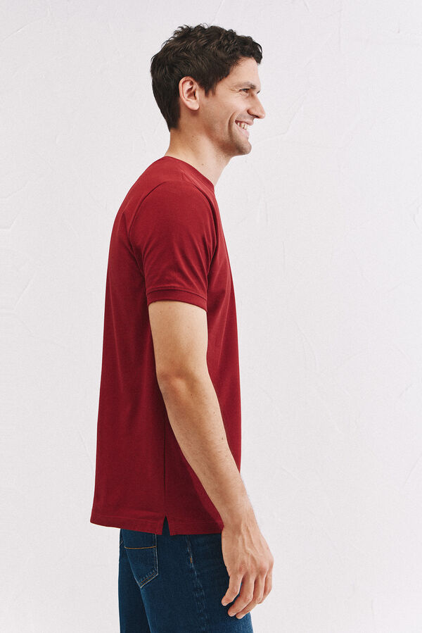 Cortefiel Basic piqué t-shirt Maroon