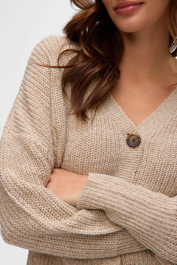 Vero Moda Long sleeve button-up cardigan Beige