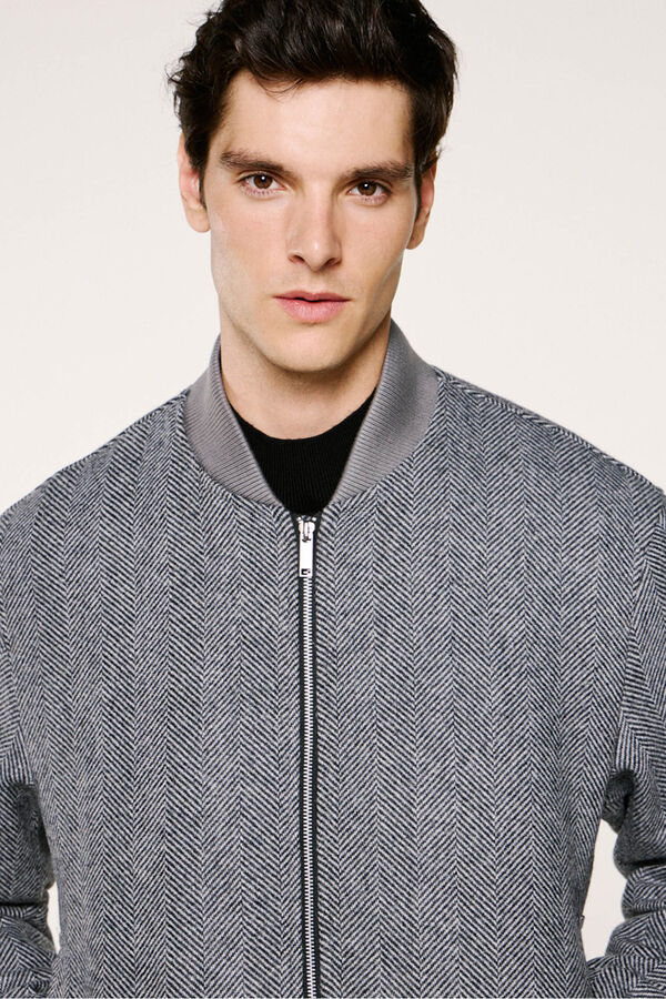 Selected Blusão bomber de lã  Cinzento