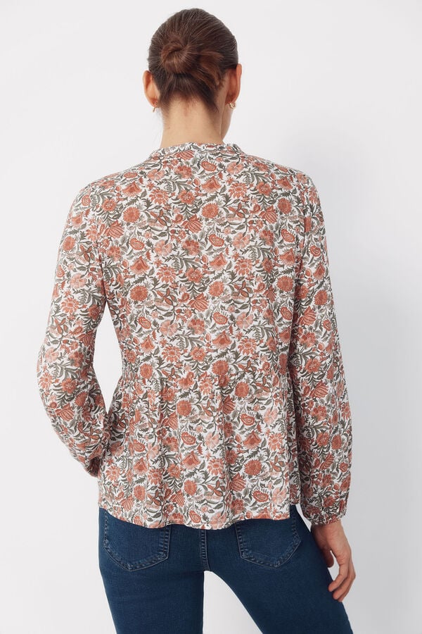 Cortefiel Padded mandarin blouse Printed white