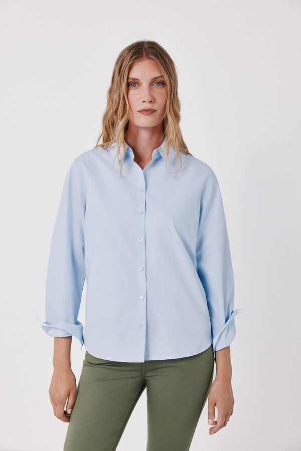 Cortefiel Poplin shirt Blue