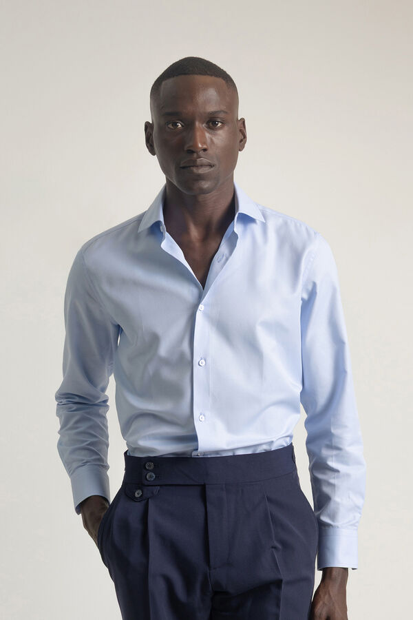 PuroEGO Camisa vestir regular fit twill Azul