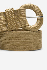 Cortefiel Elastic raffia belt Beige