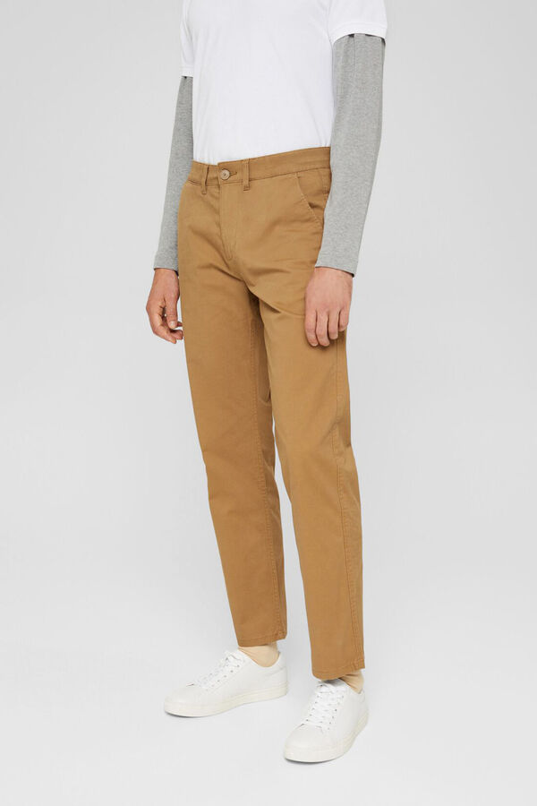 Cortefiel Straight fit organic cotton chinos Camel