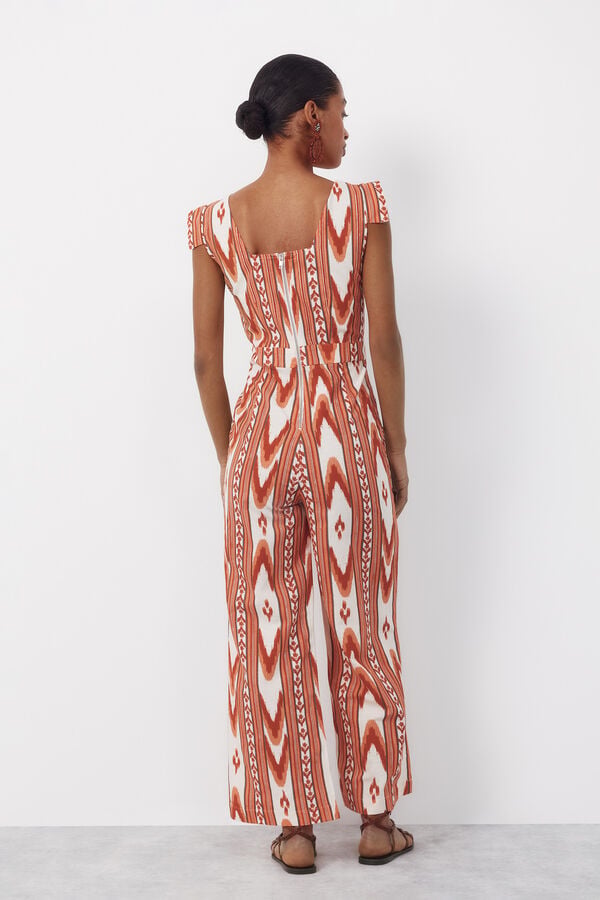 Cortefiel Printed jumpsuit Printed red