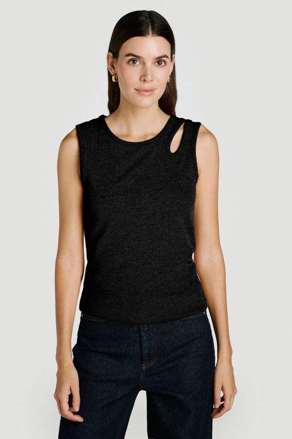 Vila Organic cotton vest top Black