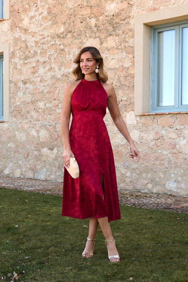 Pol&iacute;n Et Moi Vestido de convidada Victoria Vermelho