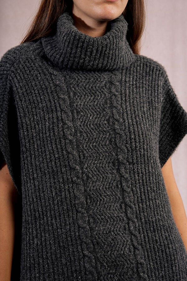 Molly Bracken Poncho assimétrico com gola alta Cinzento