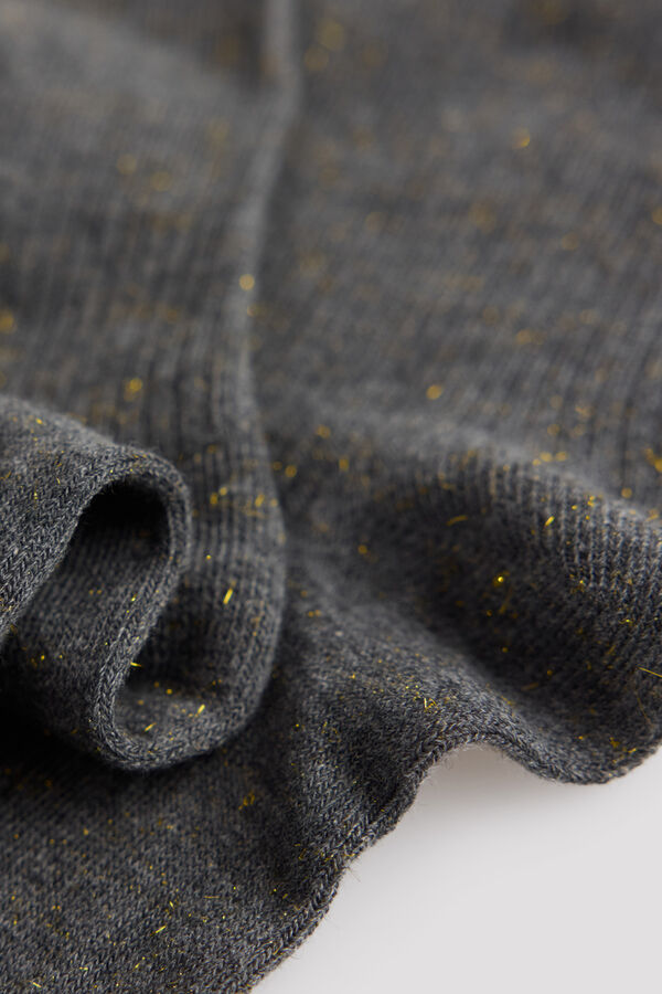 Cortefiel Lurex ribbed socks Grey