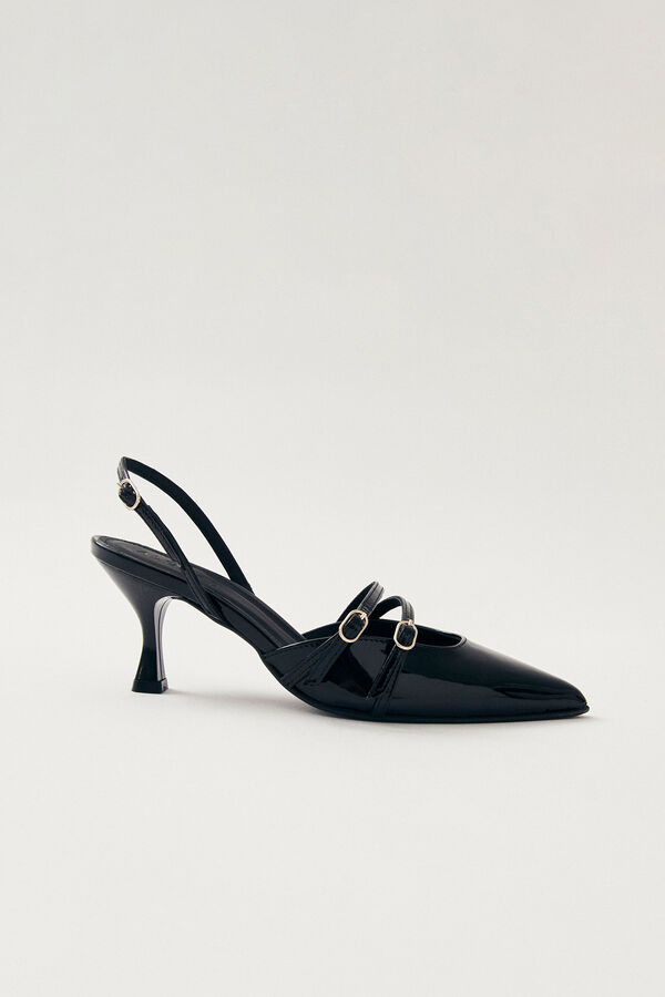 Cortefiel Joelle leather court shoes Black