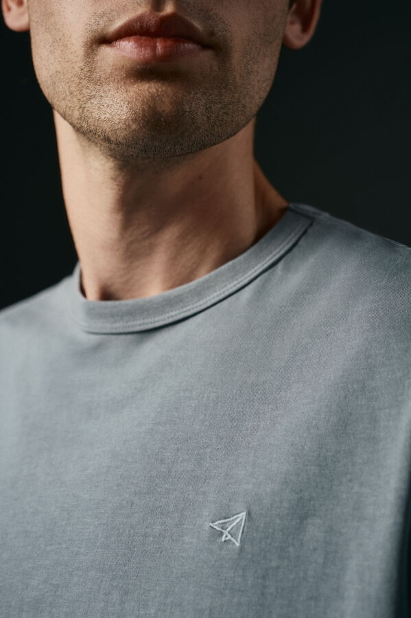 OOTO Basic T-shirt with airplane embroidered Blue