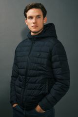 Cortefiel Ultralight padded jacket with hood Navy