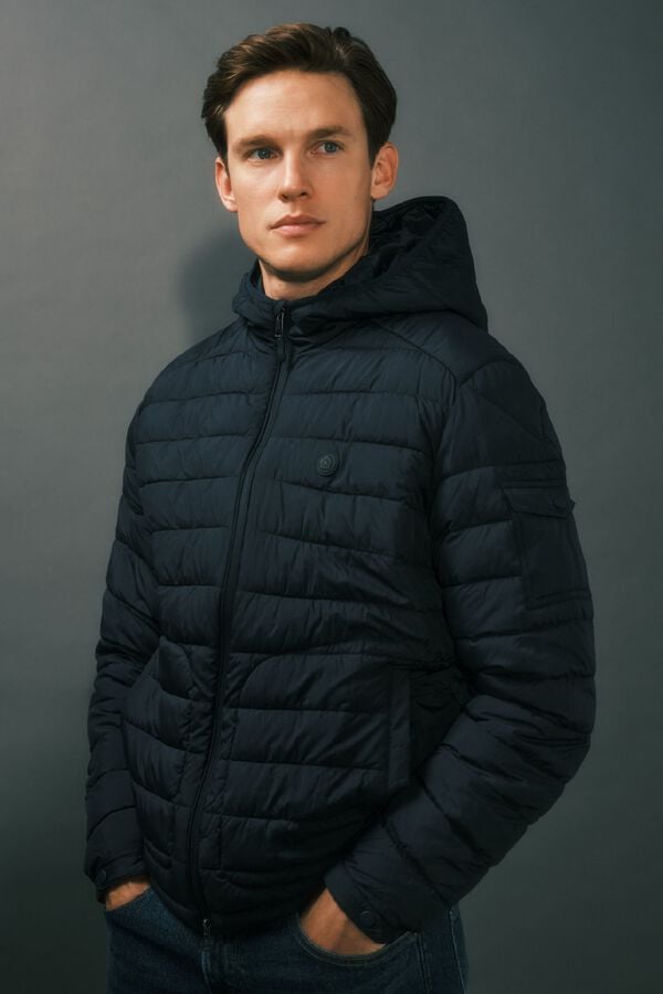 Cortefiel Ultralight padded jacket with hood Navy