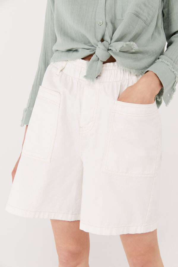 Cortefiel Easy-fit denim shorts White