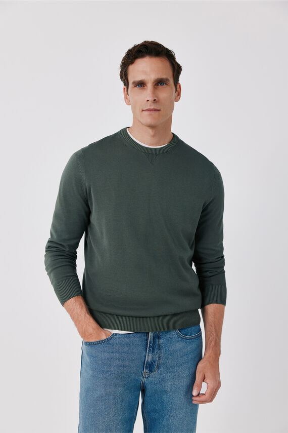 Jersey punto fino algodón cuello redondo