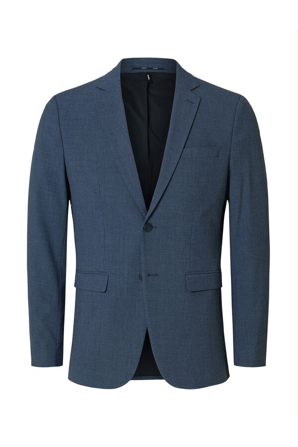 Selected Americana Slim Fit confeccionada con materiales reciclados. Azul marino