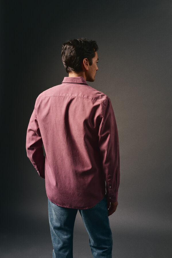 OOTO Plain twill tencel cotton shirt Maroon