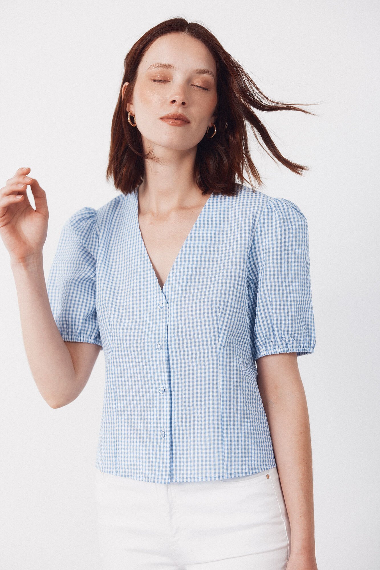 Cortefiel gingham blouse