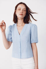 Cortefiel gingham blouse Blue