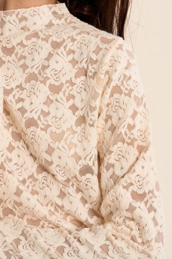 Molly Bracken Top manga comprida de renda Branco