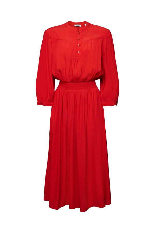 Cortefiel Single-colour midi dress in LENZING viscose™ ECOVERO viscose™ Red
