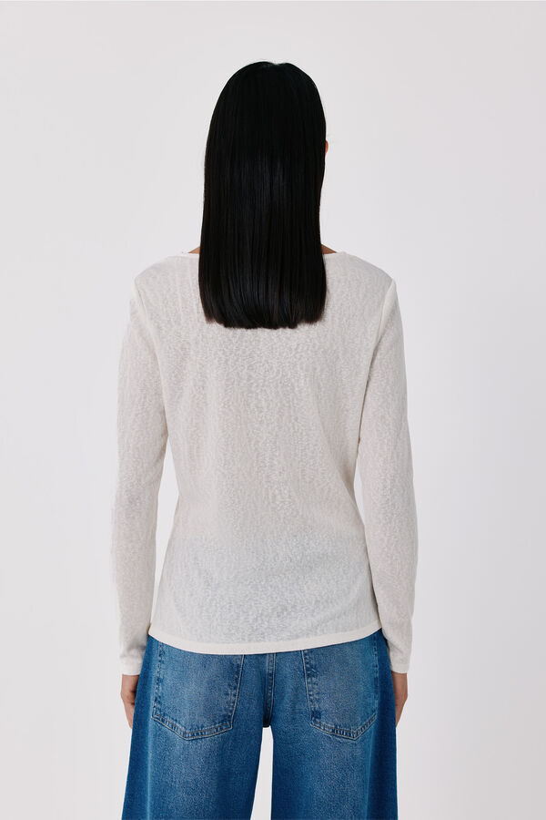 Cortefiel Lace neckline T-shirt Ivory