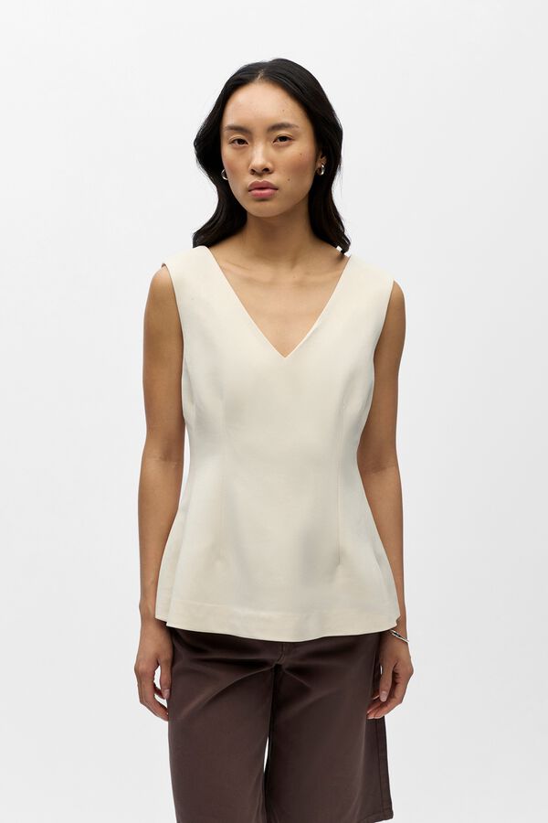 Object Sleeveless peplum top Beige